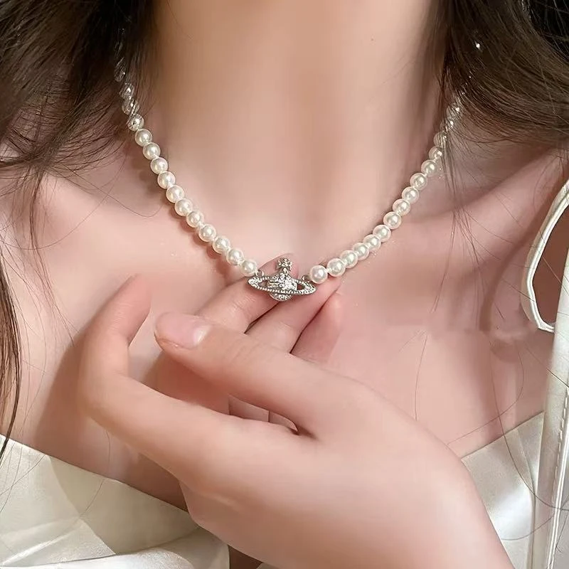 锌合金项链 西太后土星项链轻奢小众锁骨链女气质choker颈链