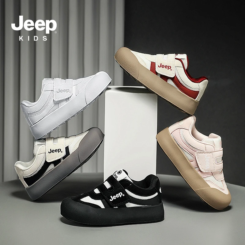 【断码清仓】jeep童鞋男童皮面板鞋中大童运动鞋春秋网面防滑女童潮