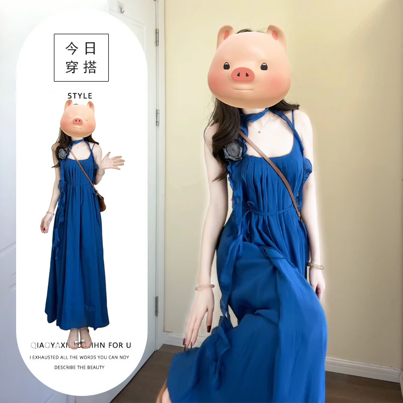 2025春季新款法式气质甜美无袖中长款连衣裙减龄宽松显瘦背心裙子