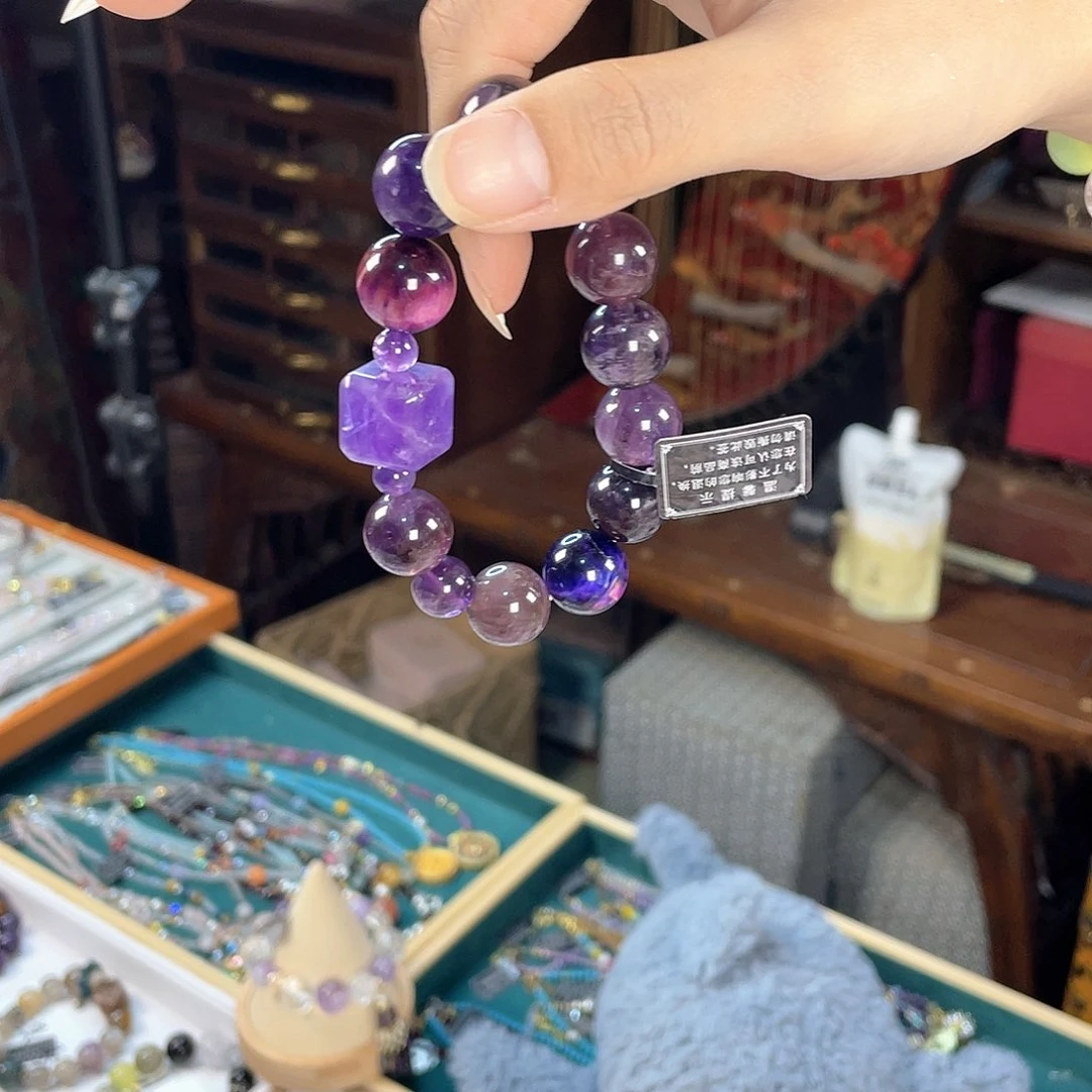 水晶手链银S925镀金镶嵌