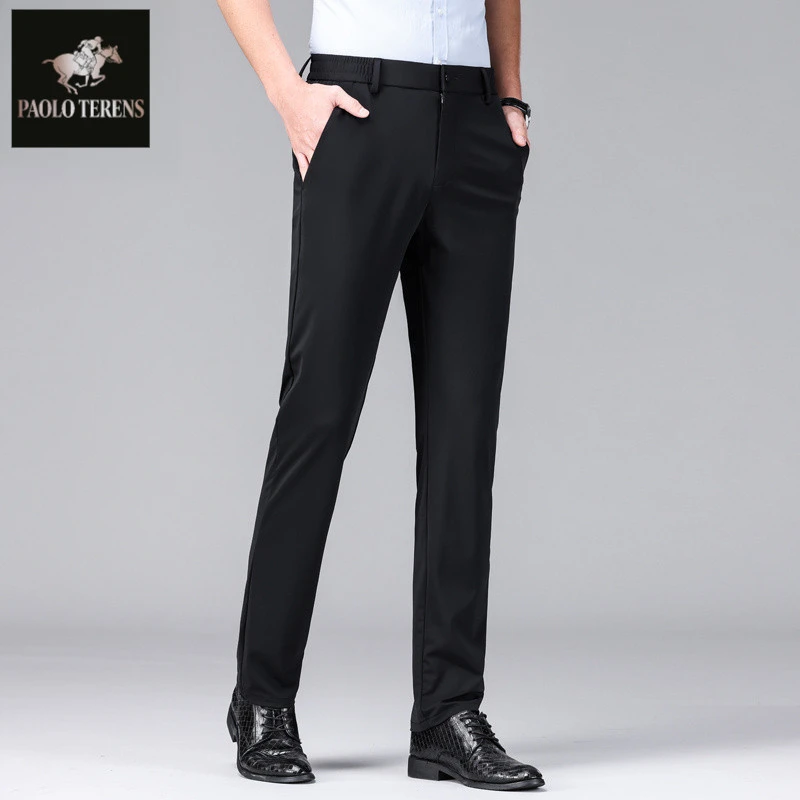 保罗2025夏季新款冰丝时尚薄款长裤男士长裤薄款直筒商务休闲长裤