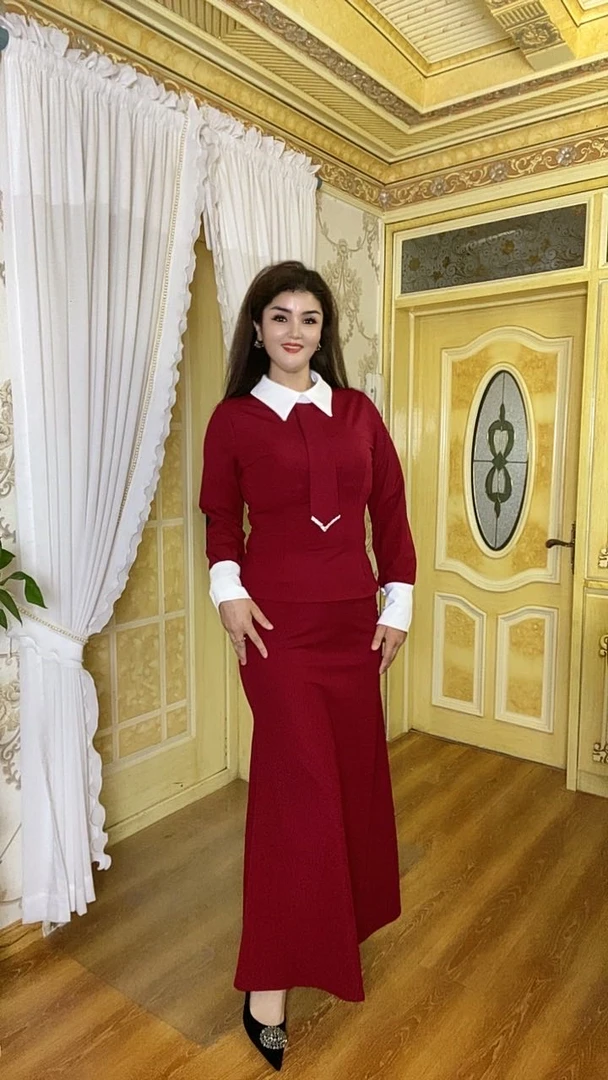 【新款高级三件套红色】长袖新款时尚气质显瘦长款套装