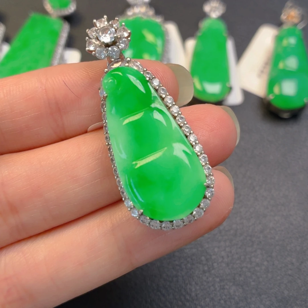 翡翠银S925镶嵌吊坠(不含链)