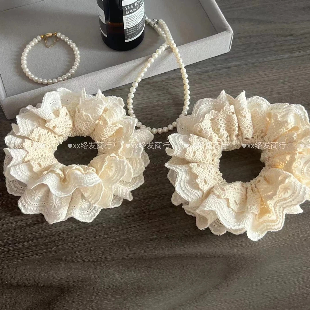 蓬松重工四层发圈发绳大肠蕾丝网纱大号头花头饰法式新款韩系头绳