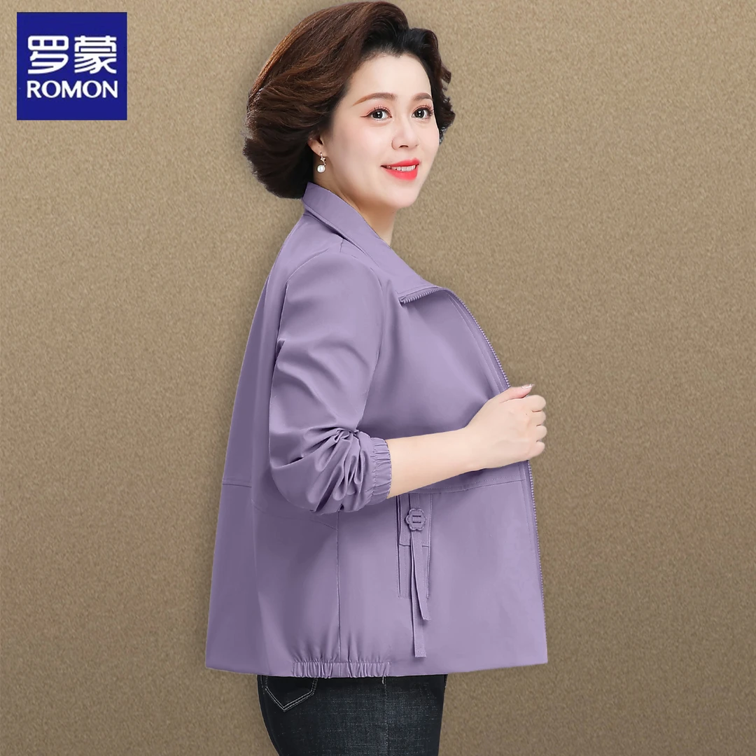 罗蒙妈妈秋装薄款外套小个子夹克开衫中老年人衣服女春秋奶奶上衣