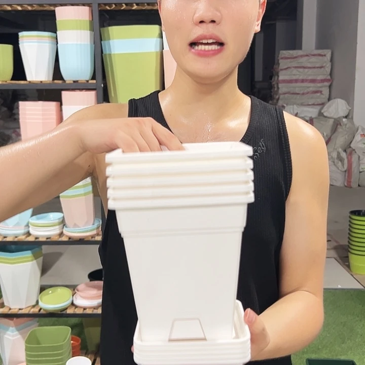正品方形口16高18白色带托5只