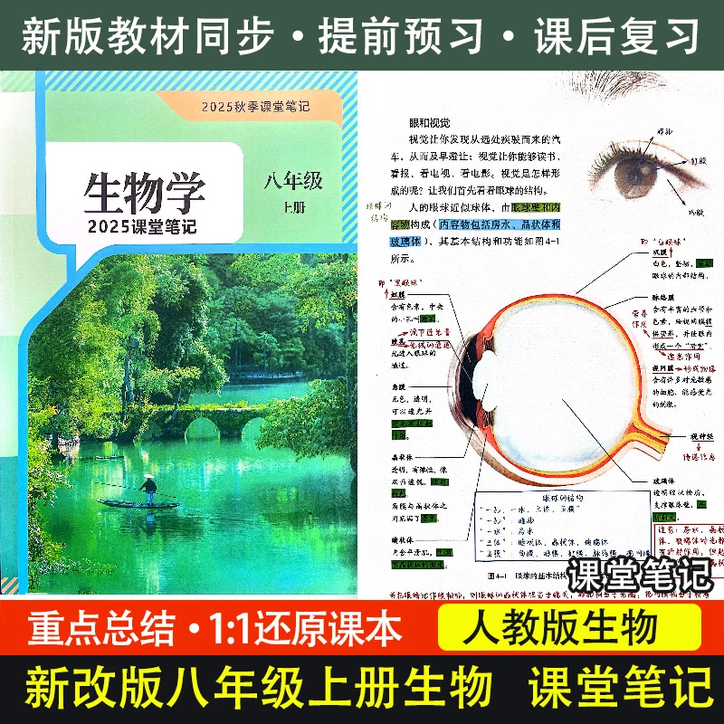 【新版】生物课堂笔记8八年级上册下册初二生物学小四门知识点总结