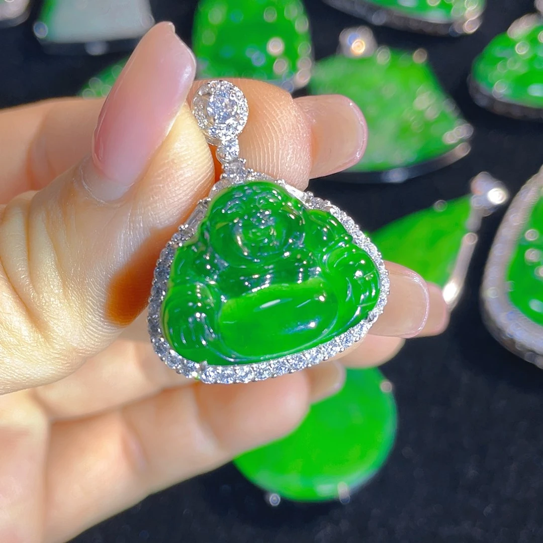 翡翠银S925镶嵌颈饰天然