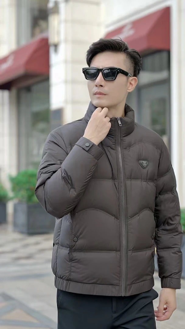 建国服饰三角标徽章立领优等品防水防风修身秋冬休闲男士羽绒服