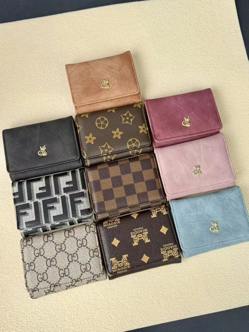 迪雅路 【三折小钱包】女士软皮零钱包 迷你便携扣式卡包皮钱包