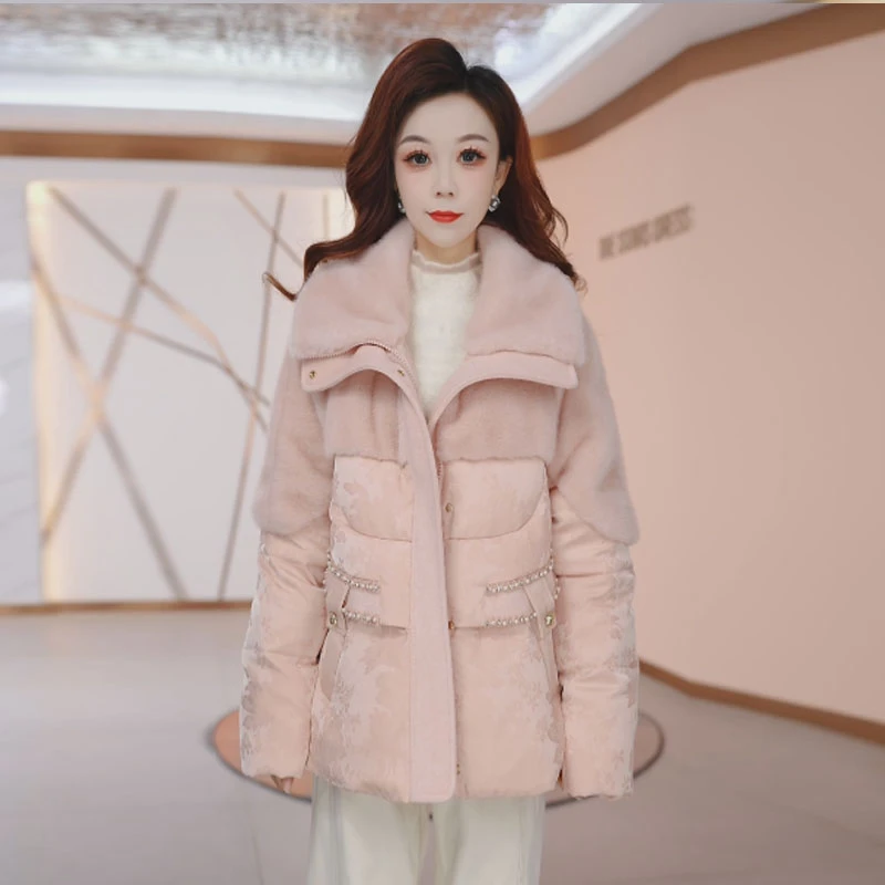 【羽绒服】冬季白鸭绒羽绒服新款时尚气质休闲保暖毛领外套女冬款