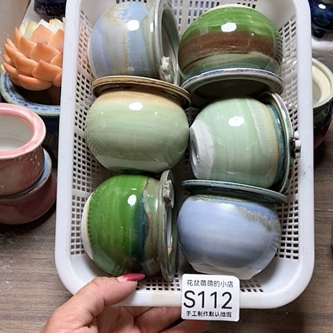 紫砂花盆112微瑕品口径6厘米左右的