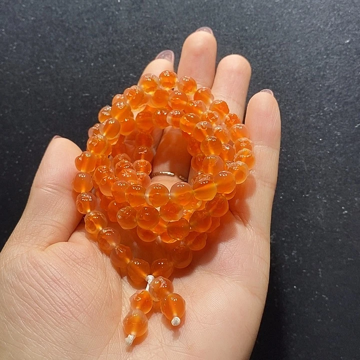 玛瑙/玉髓手链未镶嵌糖心雕刻佛头多圈