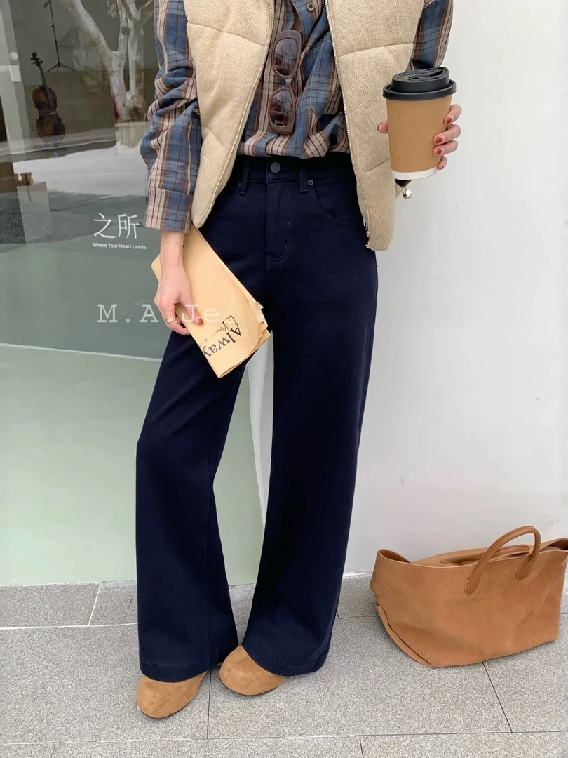 2743-2-加厚秋冬窄版藏青色阔腿裤