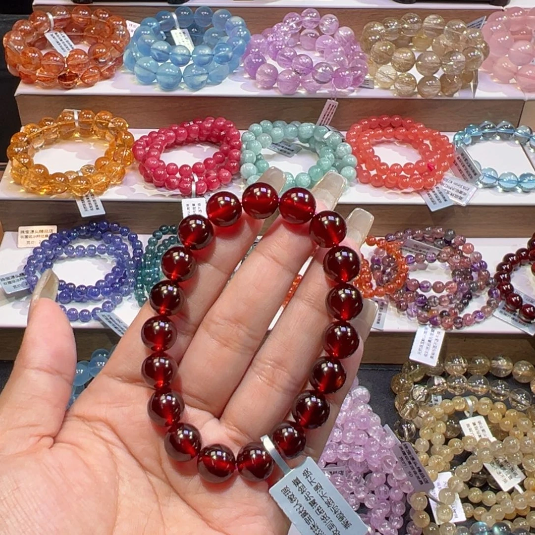 青***绿石榴石手串未镶嵌收藏级石榴石10.8mm