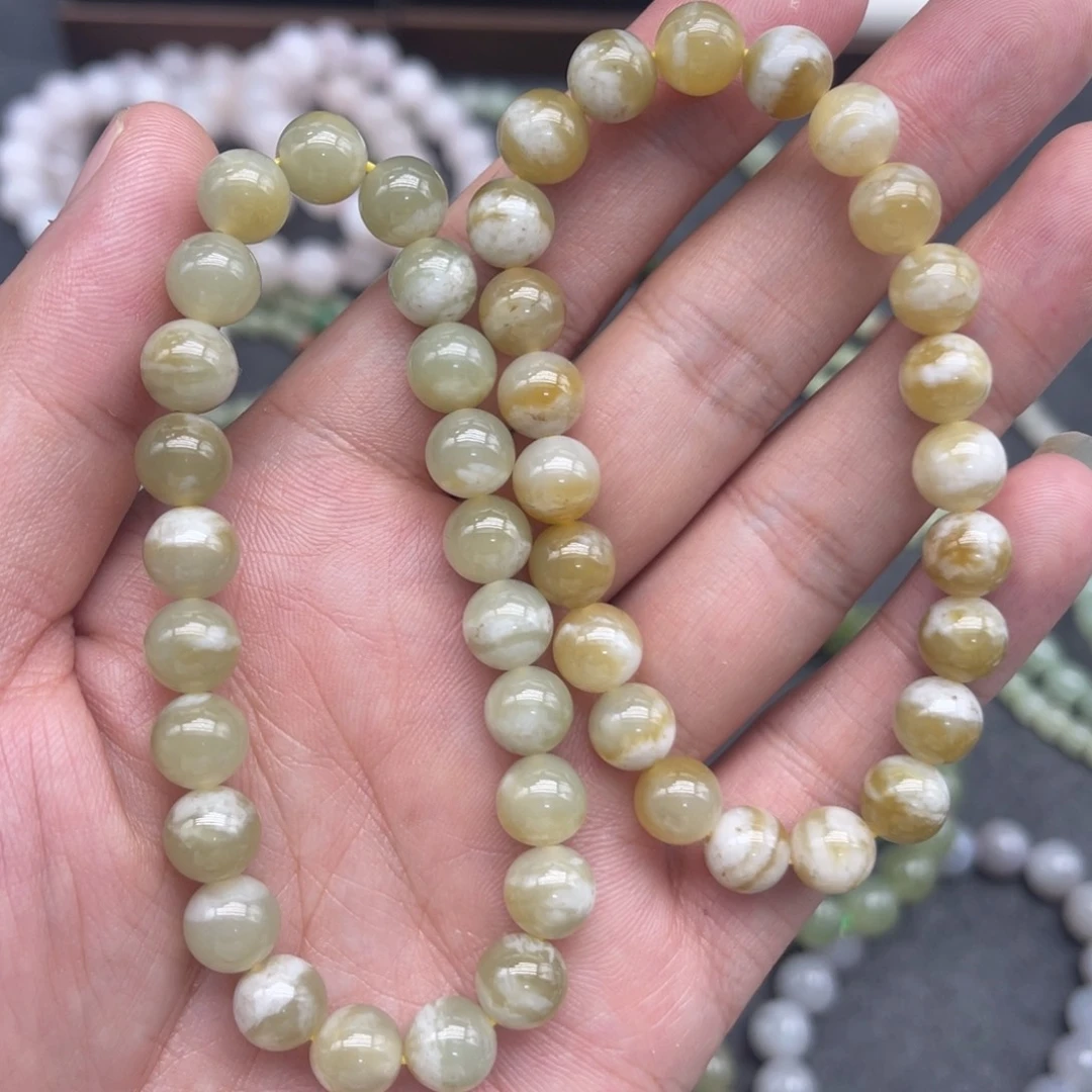 和田玉未镶嵌手串卡8牛轧糖发1