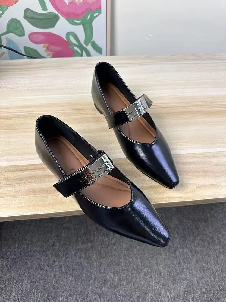【海南简爱】2025新款一字带复古尖头浅口玛丽珍鞋 785