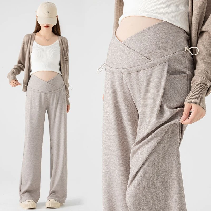 孕妇裤加绒阔腿裤外穿低腰休闲底裤直筒长裤宽松孕妇装春秋孕期裤