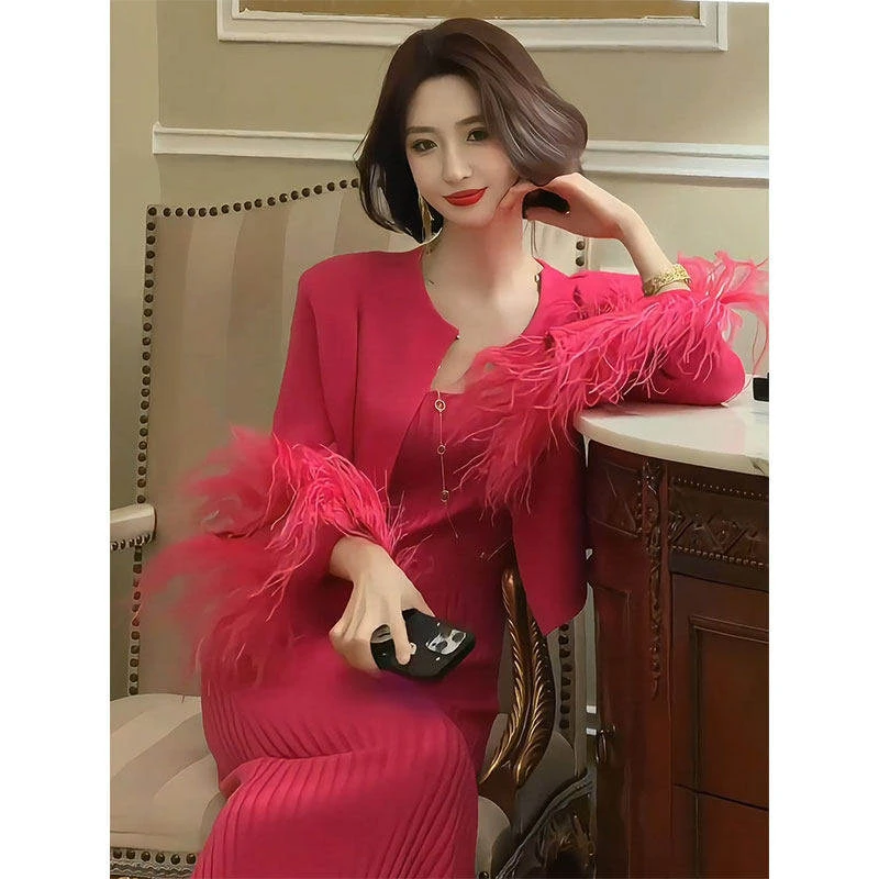 法式高端气场强大轻奢女神范漂亮绝美小香风外套连衣裙两件套女冬