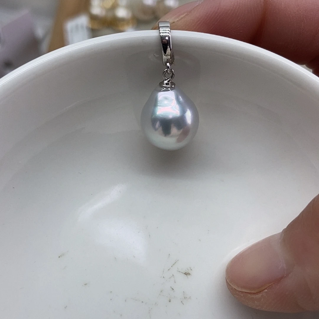 银S925镶嵌海水珍珠吊坠(不含链)