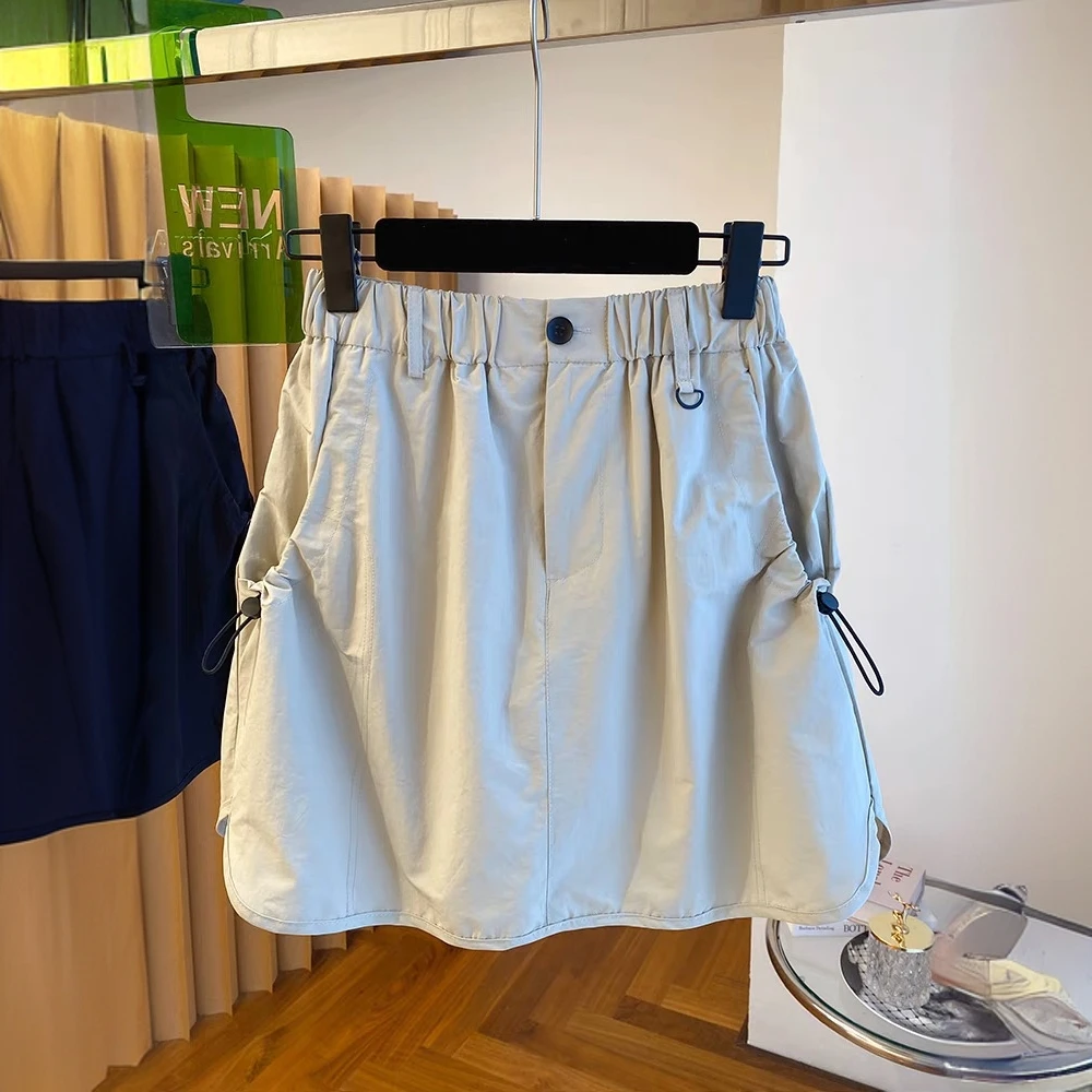 美式复古a字工装半身裙女2025夏季新款高腰显瘦防走光包臀短裙子