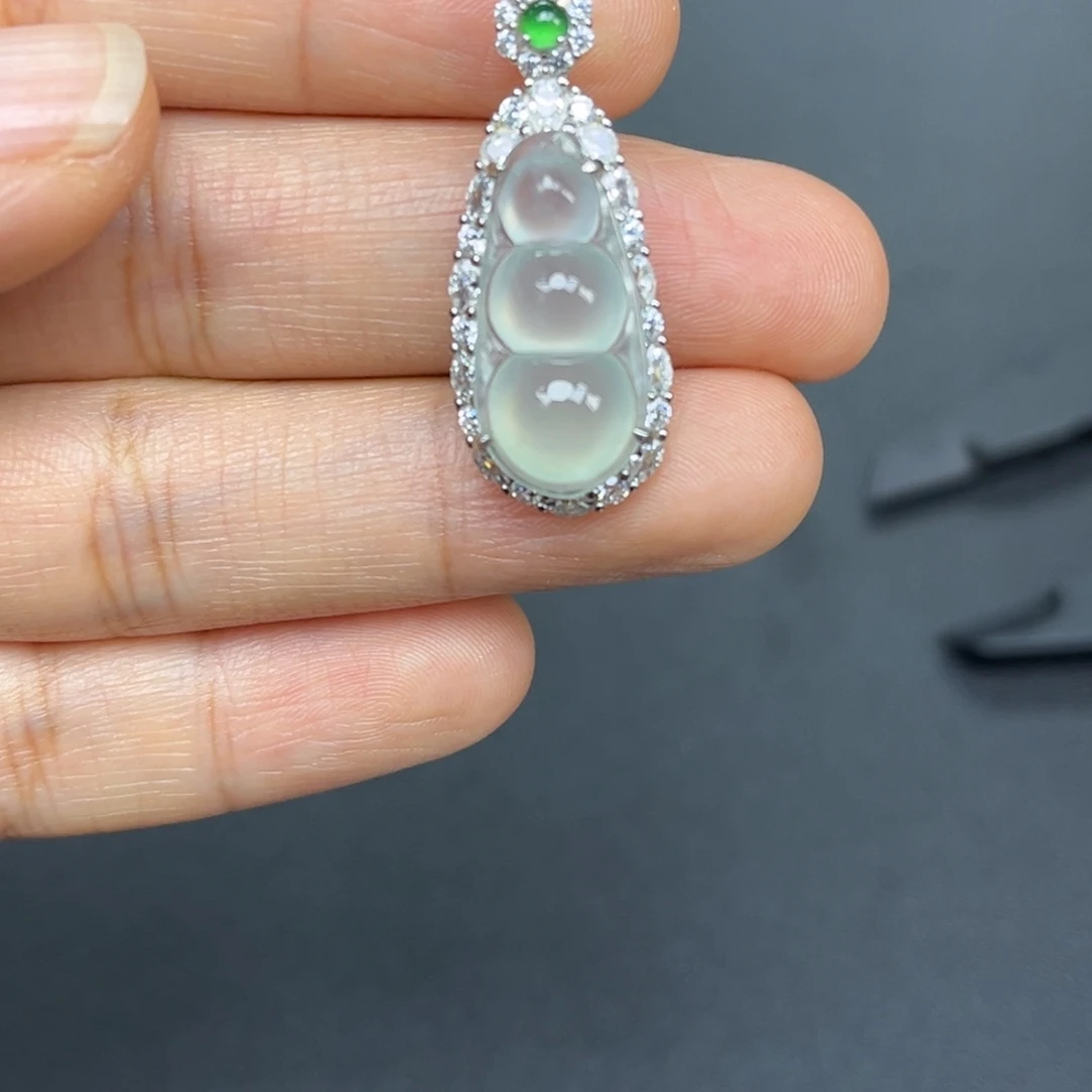 翡翠银S925镶嵌吊坠(不含链)