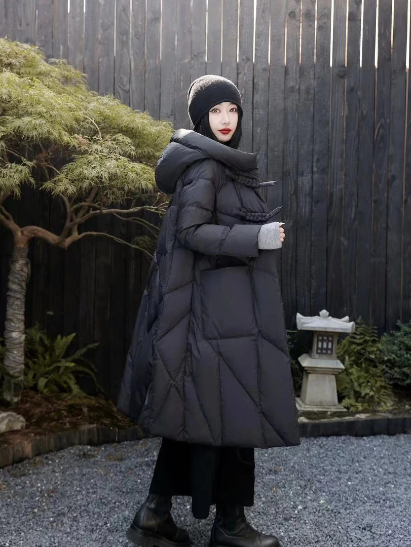 麦穗扣冬季连帽外套A字版时尚休闲百搭