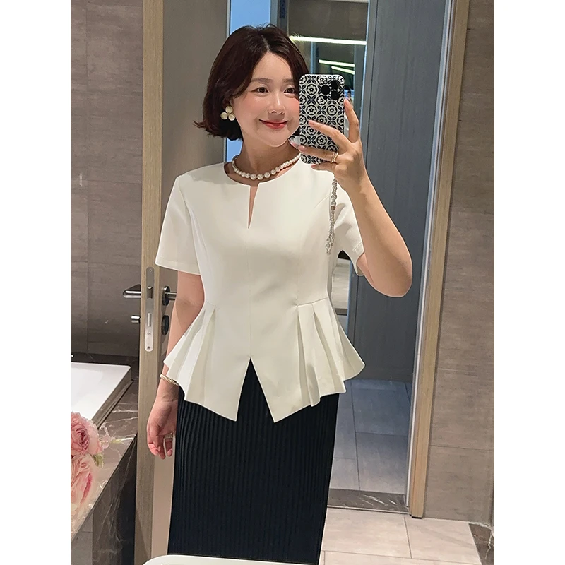 【DIS 现货】【清夏白巧】夏季百搭显瘦收腰短袖T恤Z525C09792