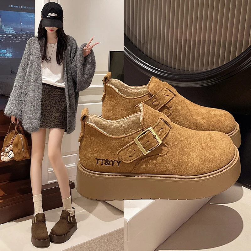 雪地靴冬季女秋冬新款2025加绒保暖勃肯鞋女棉鞋防寒厚底豆豆棉鞋