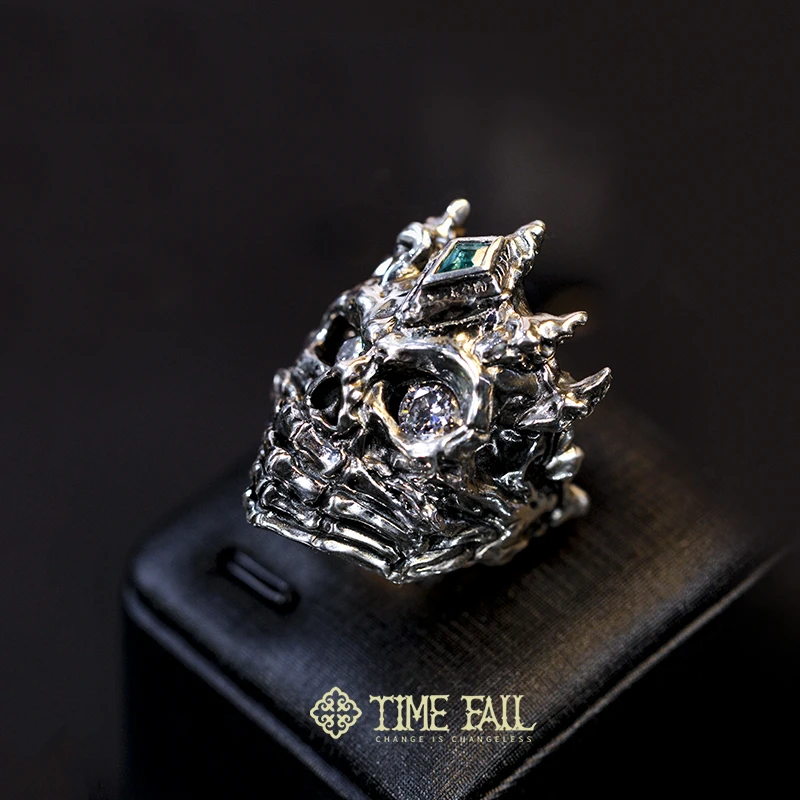 925银戒指 TimeFall 缄默国王戒指 复古银饰金原创设计潮流个性