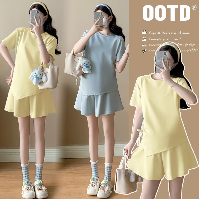 【Liner】孕妇装时尚洋气小个子夏装2025新款显瘦宽松大码短裙套装