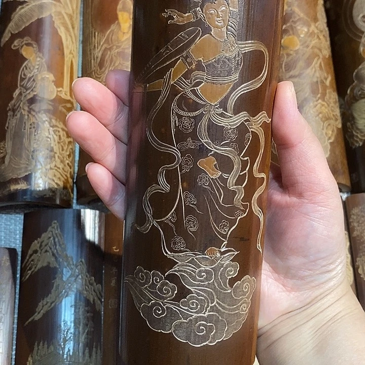 浮***品老煤竹手工雕刻精品茶则