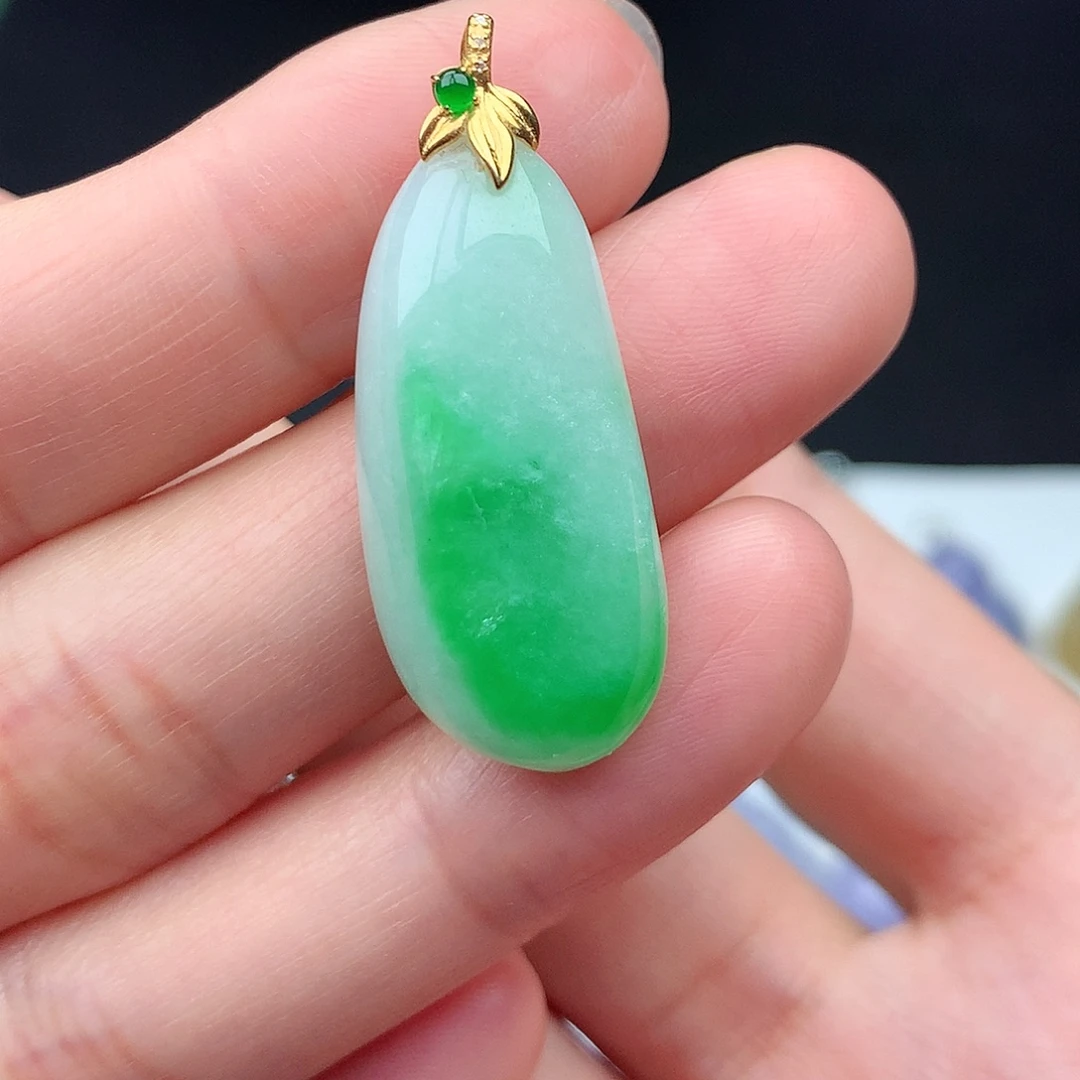 翡翠18K金镶嵌吊坠(不含链)