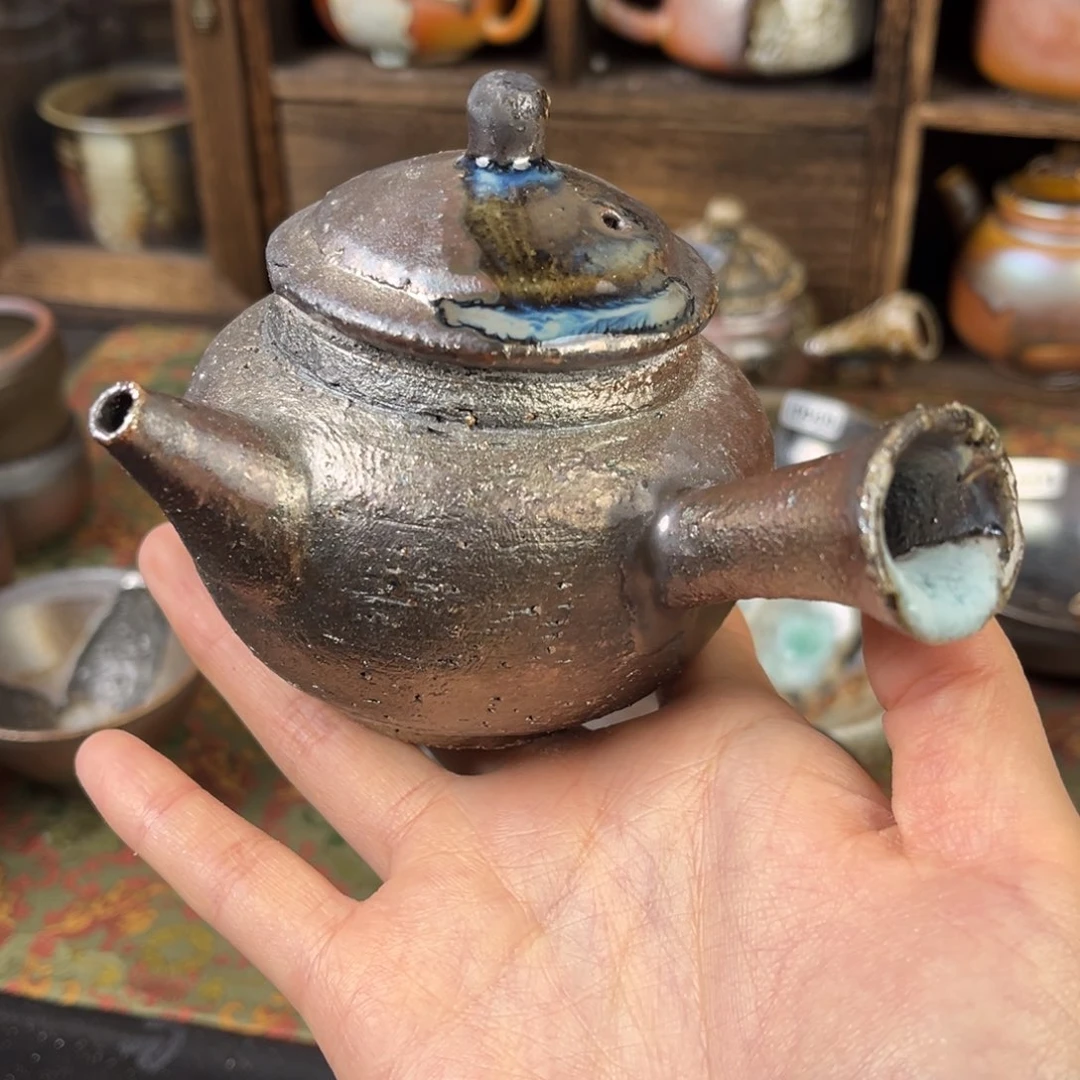 摆件柴烧茶器侧把壶