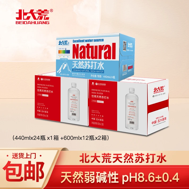 北大荒天然苏打水600ml*12瓶*2箱+440ml*24瓶*1箱