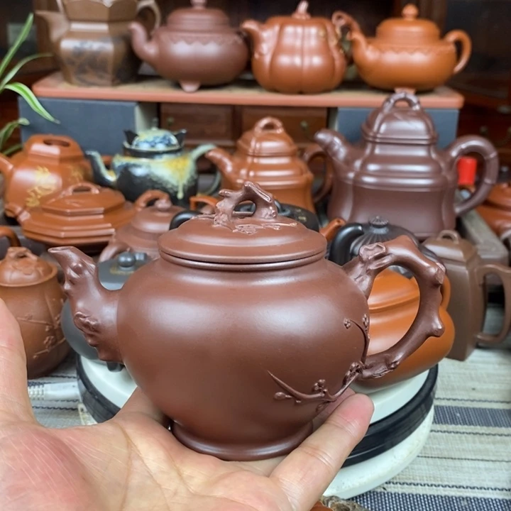 茶壶紫砂梅报春320cc原矿老紫泥特价