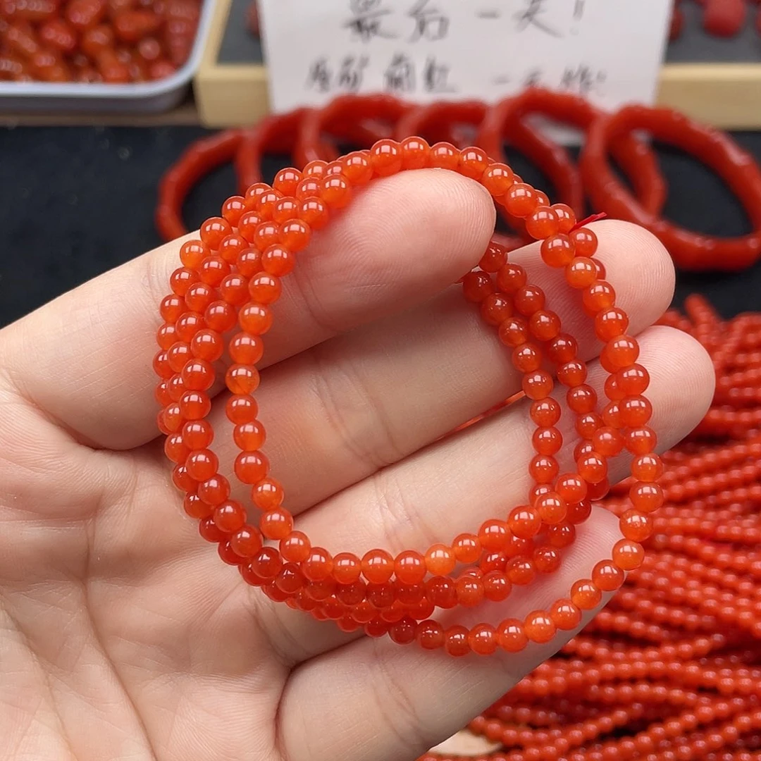 未镶嵌6号保山柿子红卡4小米链南红玛瑙