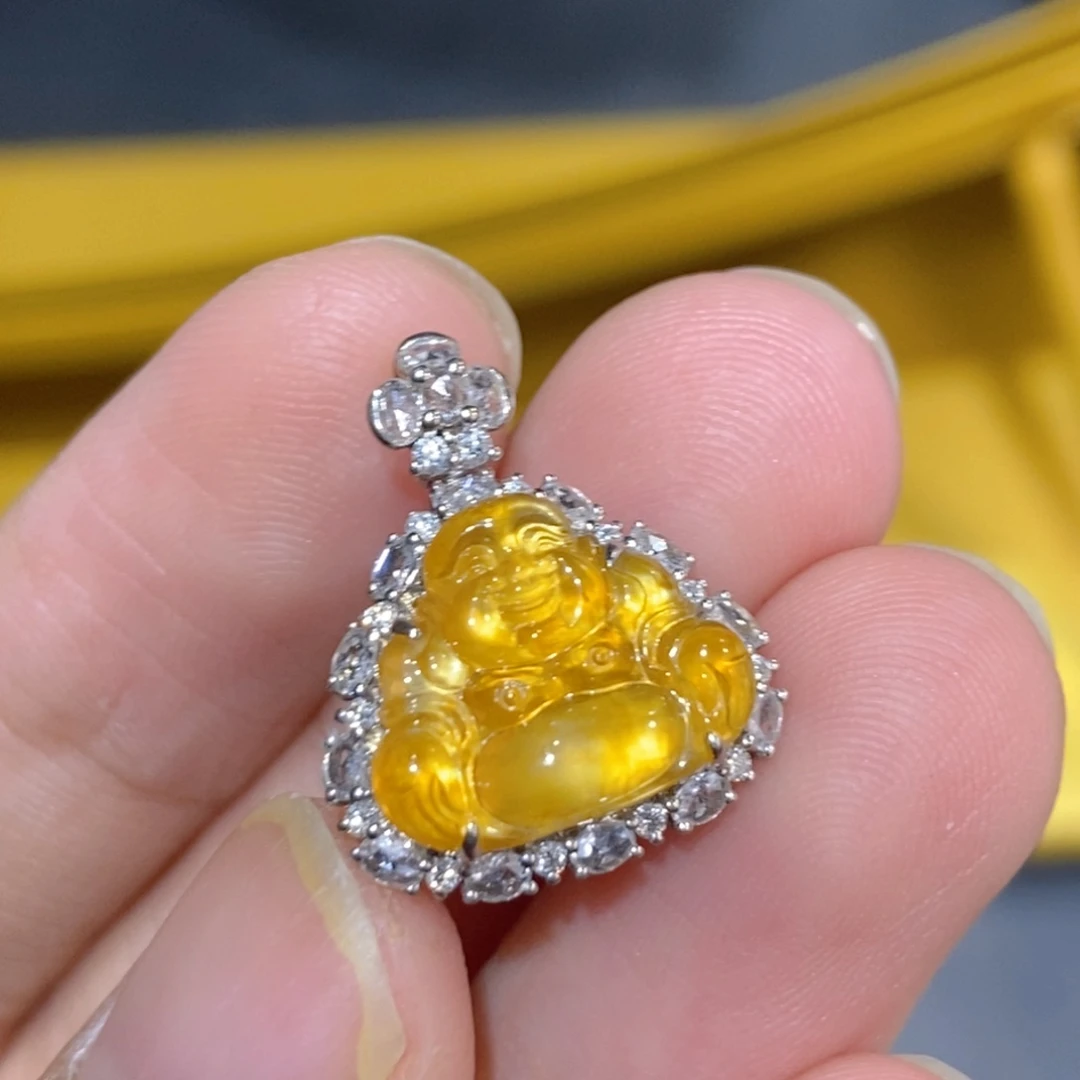 翡翠18K金镶嵌颈饰天然缅甸A货翡翠