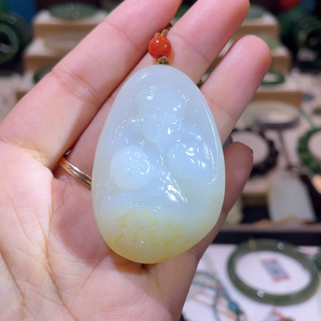 和田玉高品特色人财两旺吊坠未镶嵌