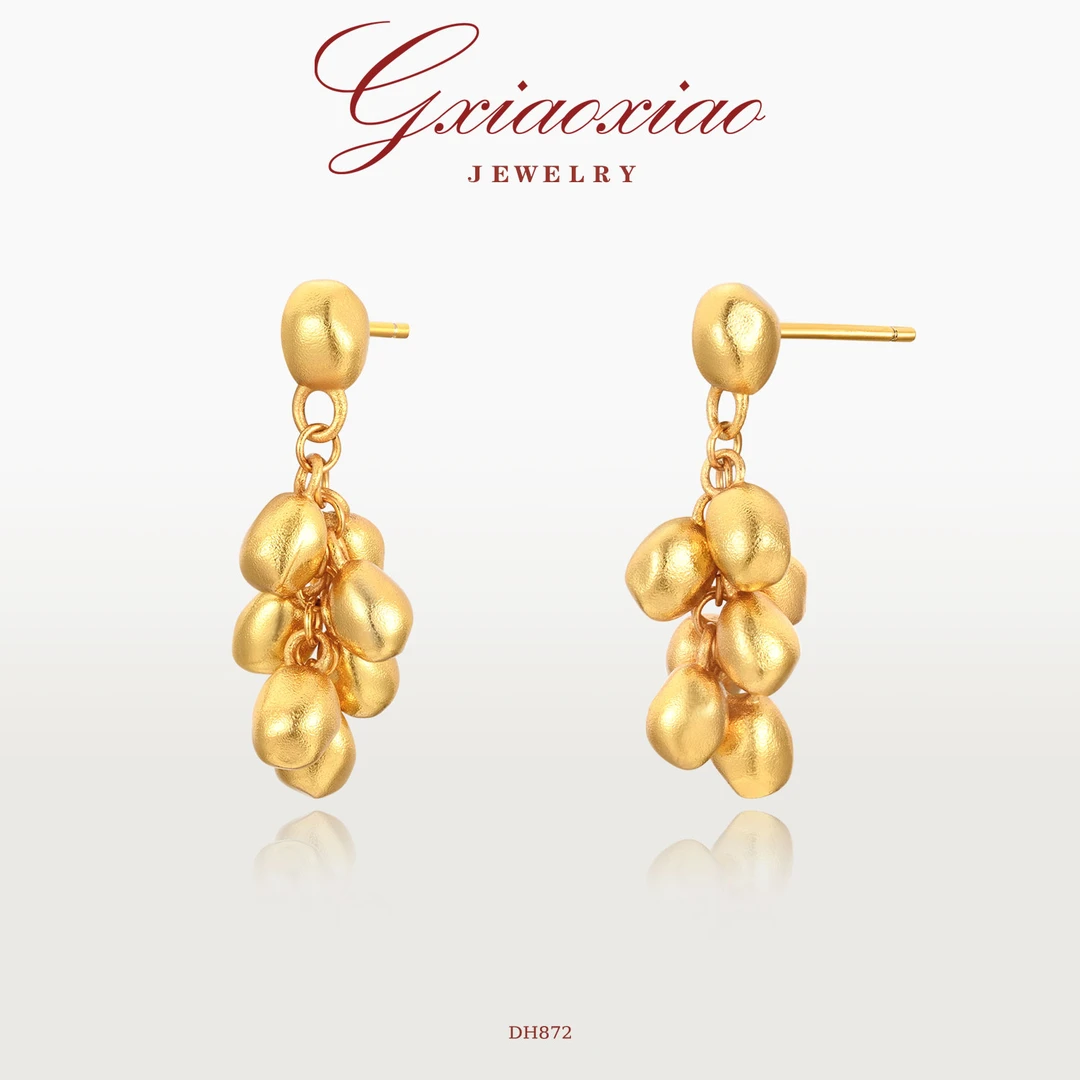 G XIAOXIAO 镀K金【鎏金摇曳】 时尚气质百搭金色流苏耳环 DH872