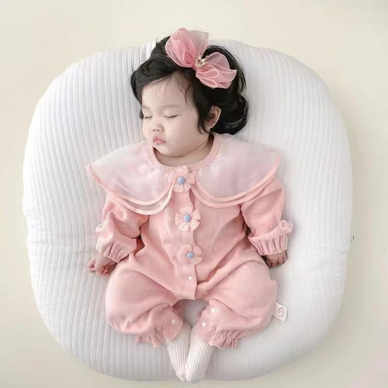 婴儿春秋外出衣服宝宝连体衣女宝宝爬服春秋哈衣百天外出服超萌