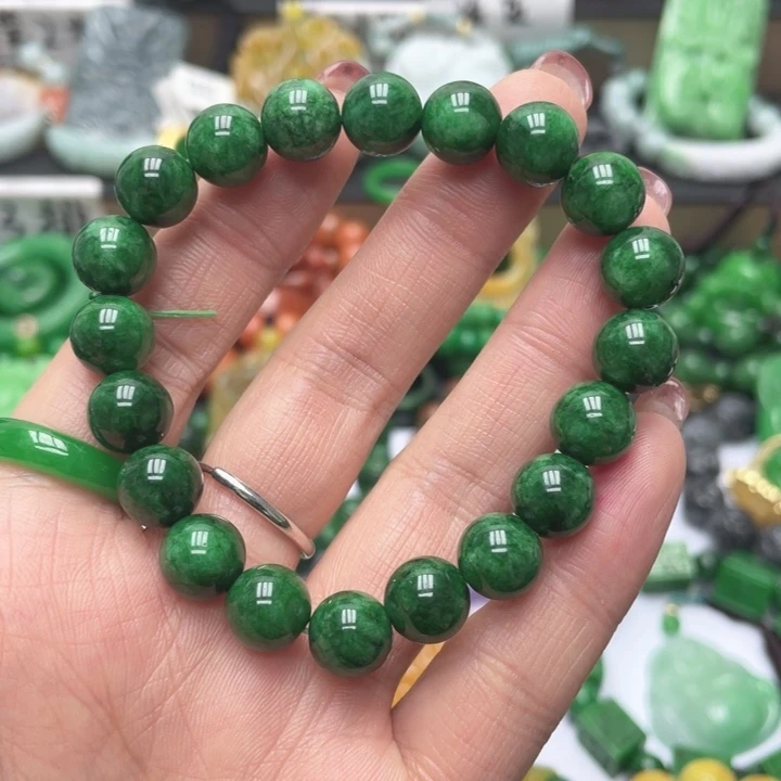 翡翠未镶嵌手链手链干青处理1