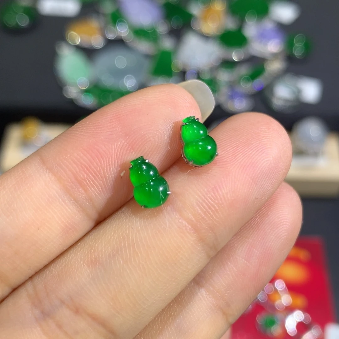 翡翠耳饰18K金镶嵌8、