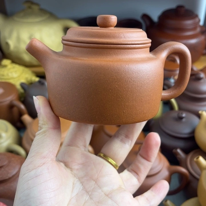 半***叔紫砂茶壶200cc红泥半手
