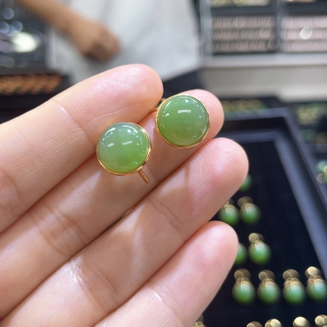 和田玉银S925镶嵌耳饰卡11