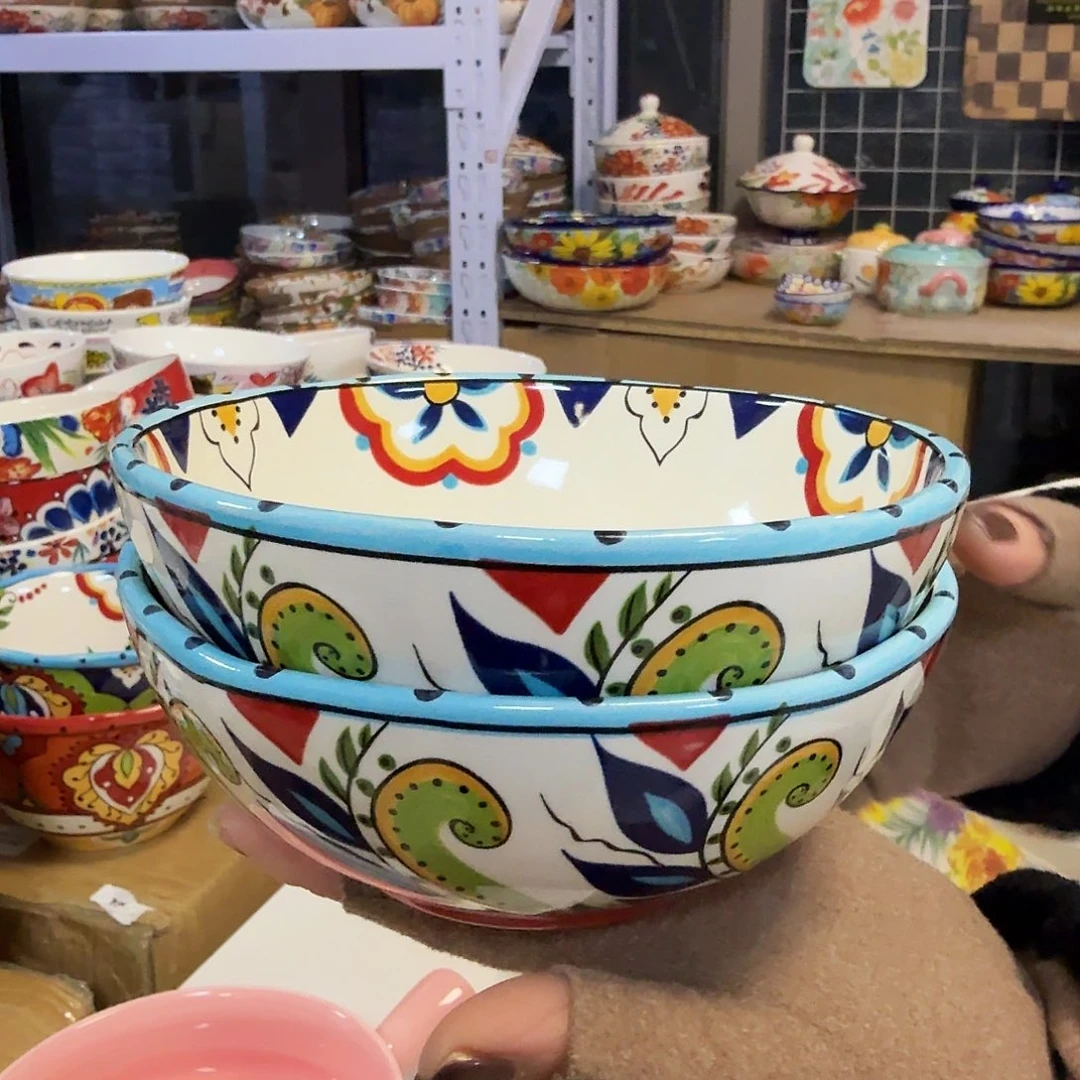 瓷片5.5英寸波卡球形饭碗2只