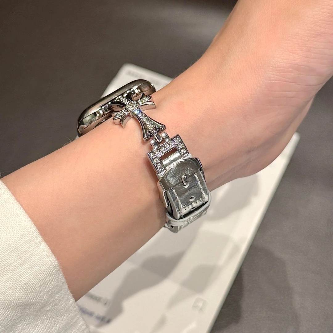 适用华为手表fit4表带y2k十字架皮质手环10/9/fit3/gt4/gt5表带女