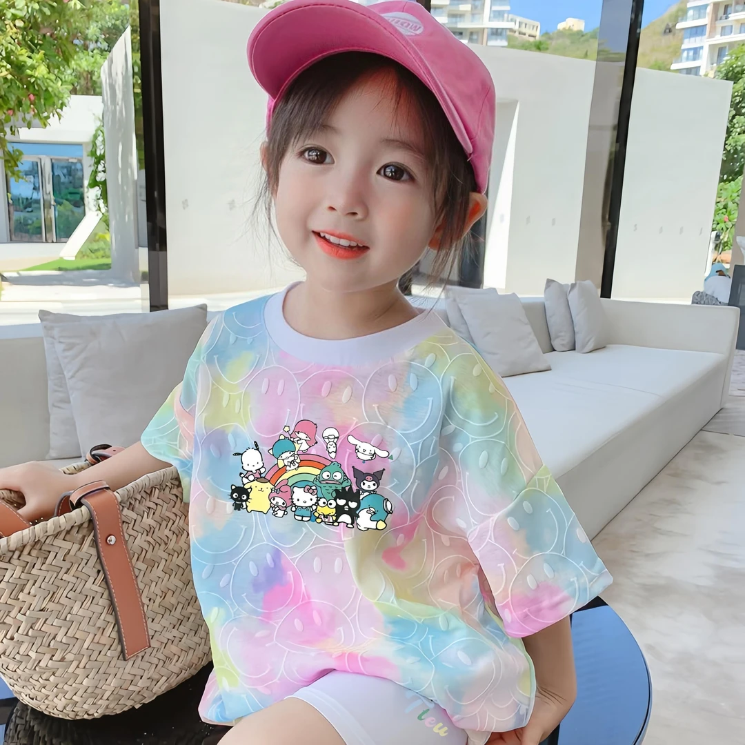 儿童短袖T恤女孩子休闲打底衫2024新款女宝夏装印花女童短袖上衣t