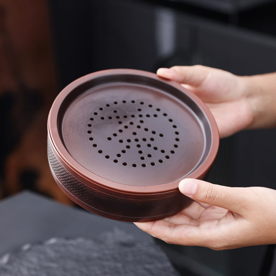 紫陶跳刀蓄水壶承干泡台壶垫储水茶具配件家用茶桌圆形蓄水茶托盘