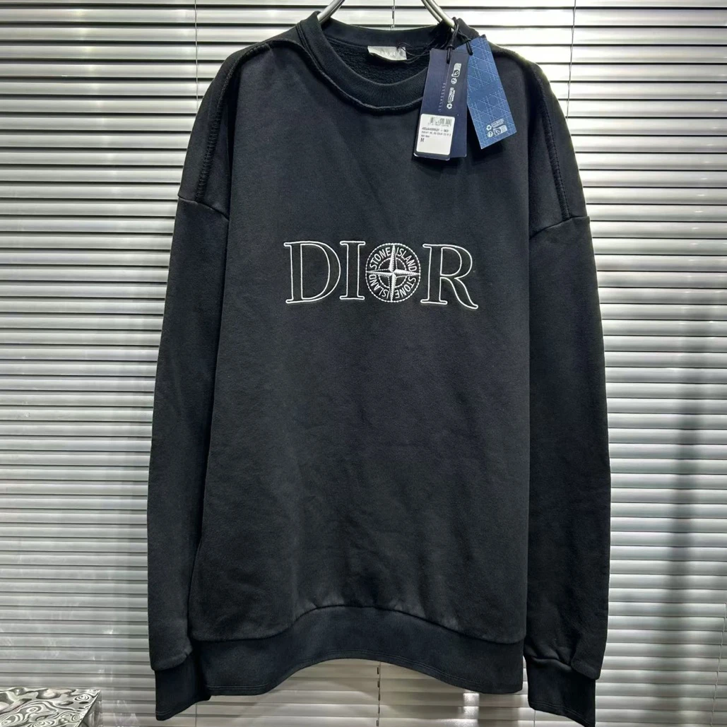 未使用 DIOR/迪奥 石头岛联名爆款刺绣黑色卫衣/m码